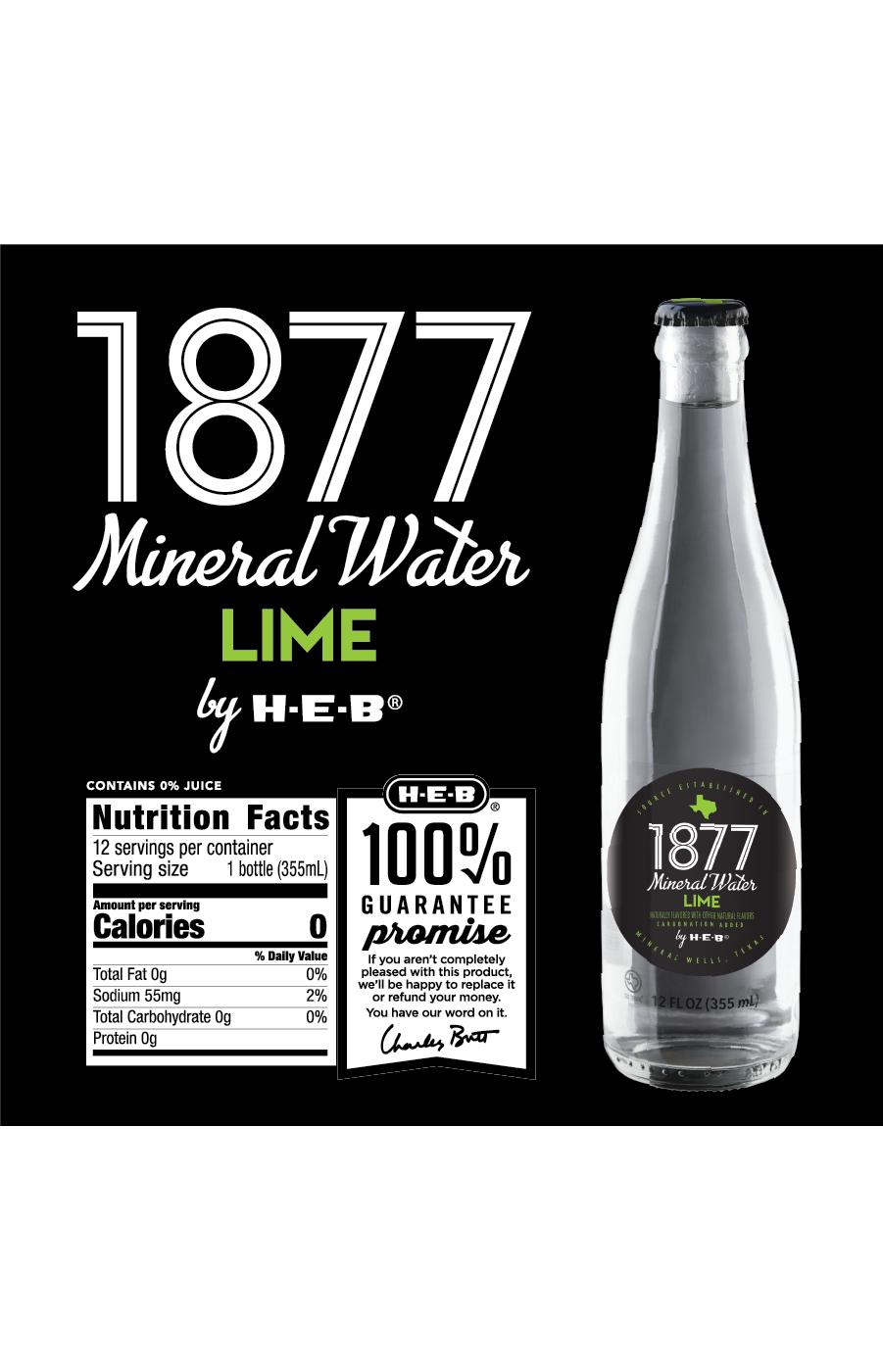 H-E-B 1877 Lime Mineral Water 12 pk Bottles; image 3 of 8