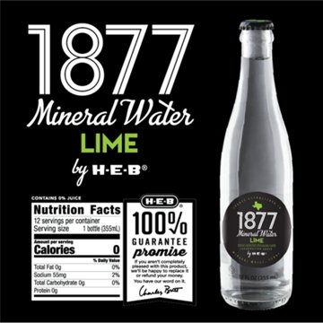 H-E-B 1877 Lime Mineral Water 12 pk Bottles, 12 oz