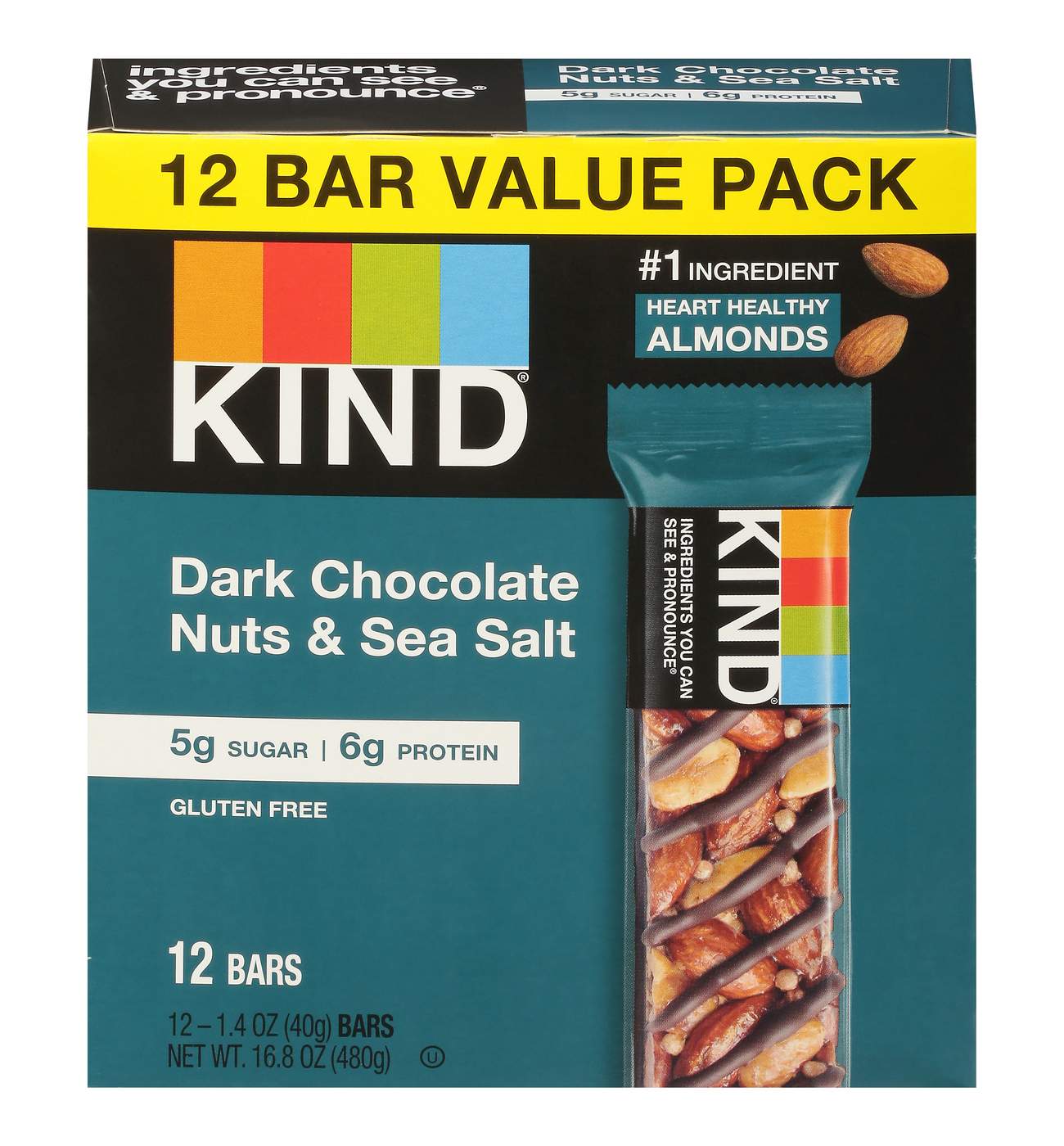 Kind Dark Chocolate Nuts & Sea Salt Bar - Shop Granola & snack bars at ...