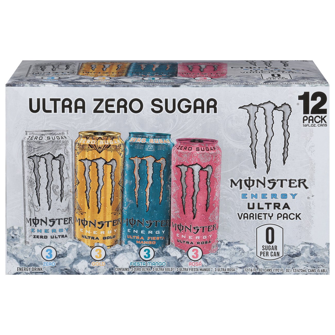 Monster Energy Ultra Sugar Free Energy Drink Variety Pack 16 oz Cans