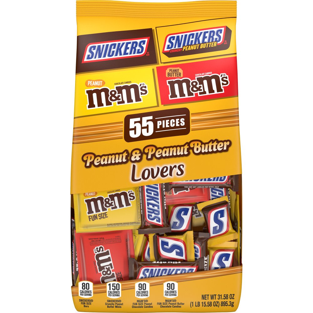 M&M'S, SNICKERS & TWIX Variety Pack Fun Size Milk Chocolate Candy Bars  Assortment, 55 Piece Bag