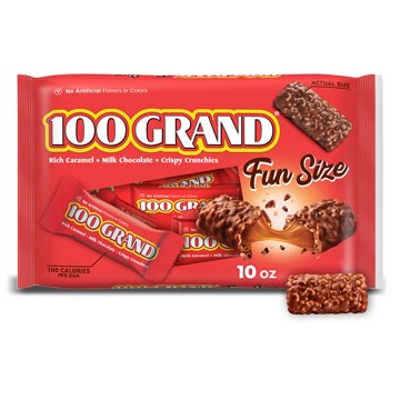 100 Grand Chocolate Fun Size Candy Bars, 10 oz