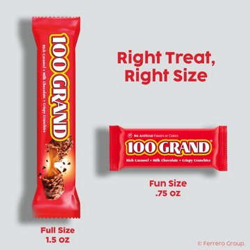 100 Grand Chocolate Fun Size Candy Bars, 10 oz