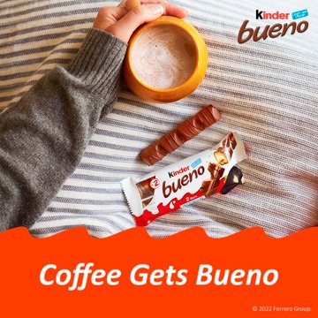 Kinder Bueno Milk Chocolate Bar with Crispy Wafer and Hazelnut Cream, 10 pk