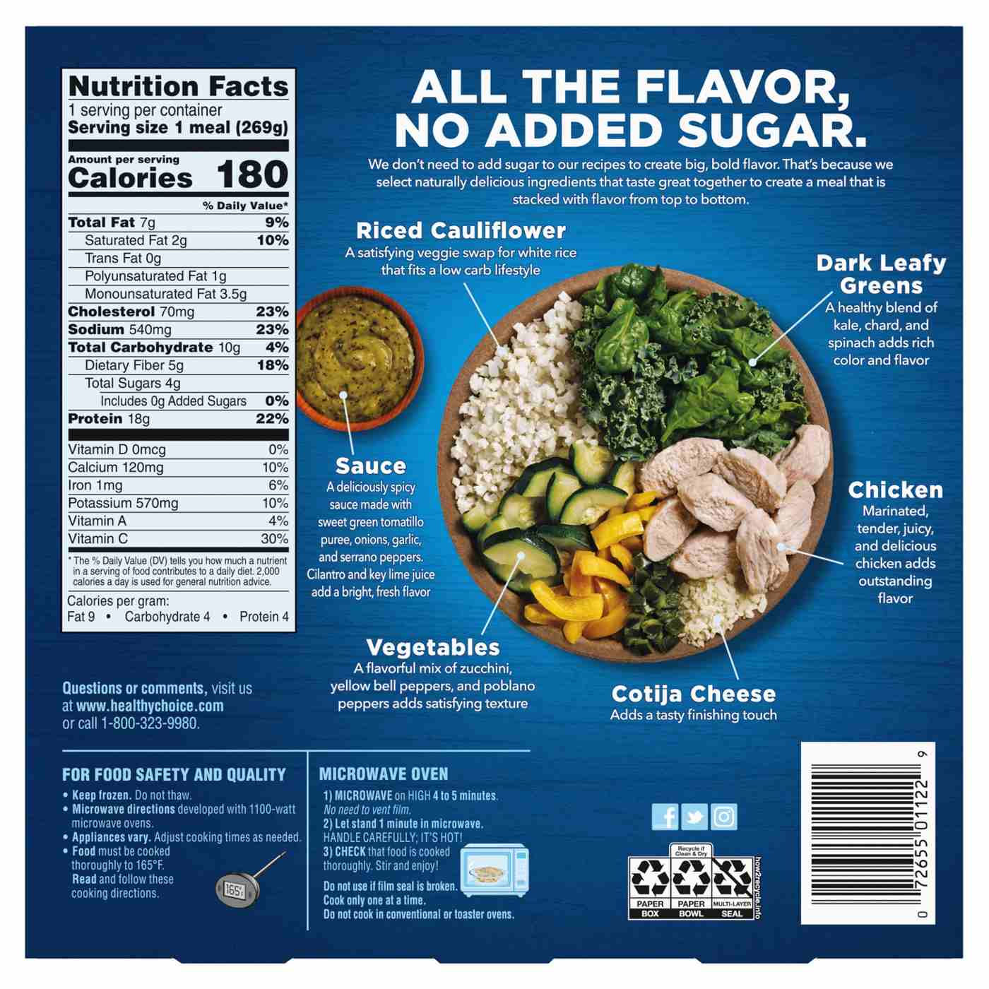 Healthy Choice Zero Low Carb Lifestyle Verde Chicken Frozen Meal; image 3 of 7