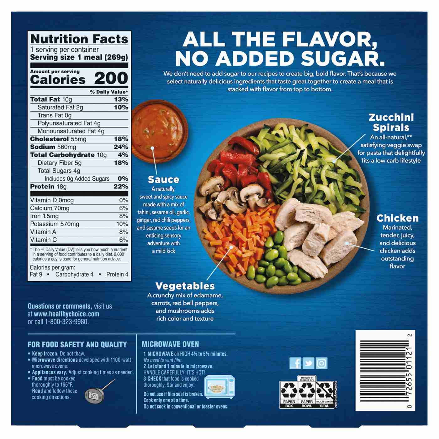 Healthy Choice Zero Low Carb Lifestyle Sesame Chicken & Zoodles Frozen