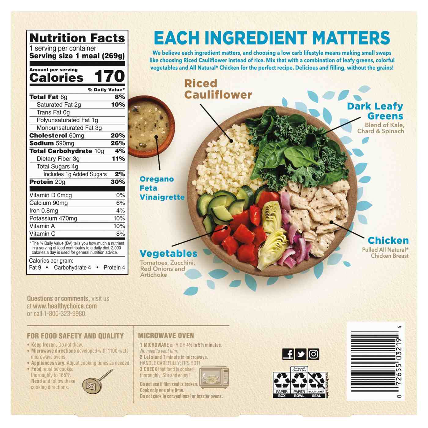 Healthy Choice Power Bowls Greek-Style Chicken Frozen Meal; image 3 of 7