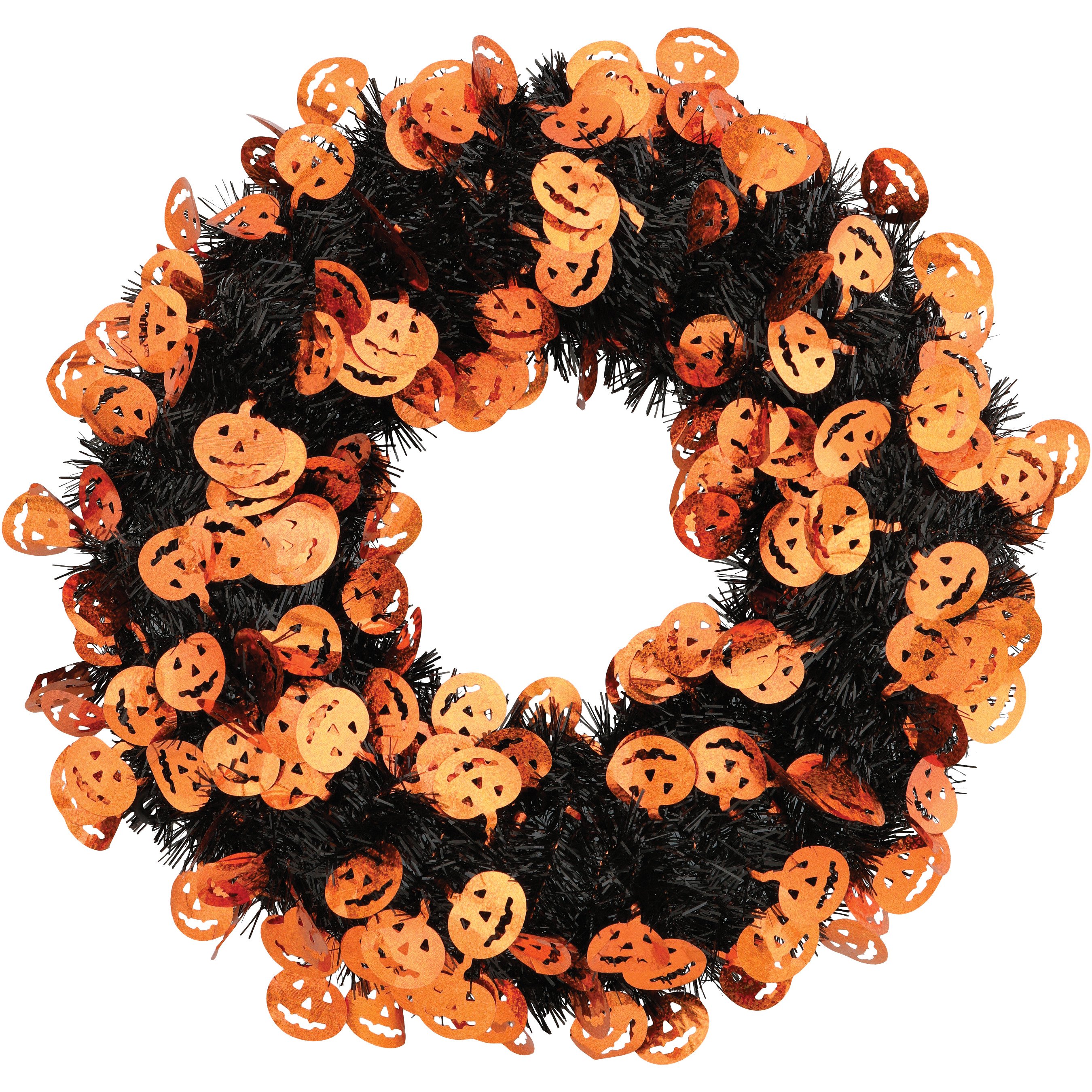 FC Young 3D Tinsel Pumpkins Halloween Wreath - Orange - Shop Seasonal ...