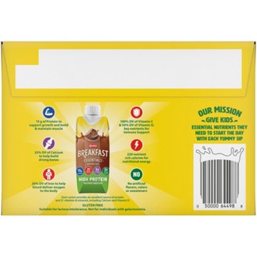 Carnation Breakfast Essentials High Protein Rich Milk Chocolate Nutritional Drink 8 oz Bottles, 12 pk