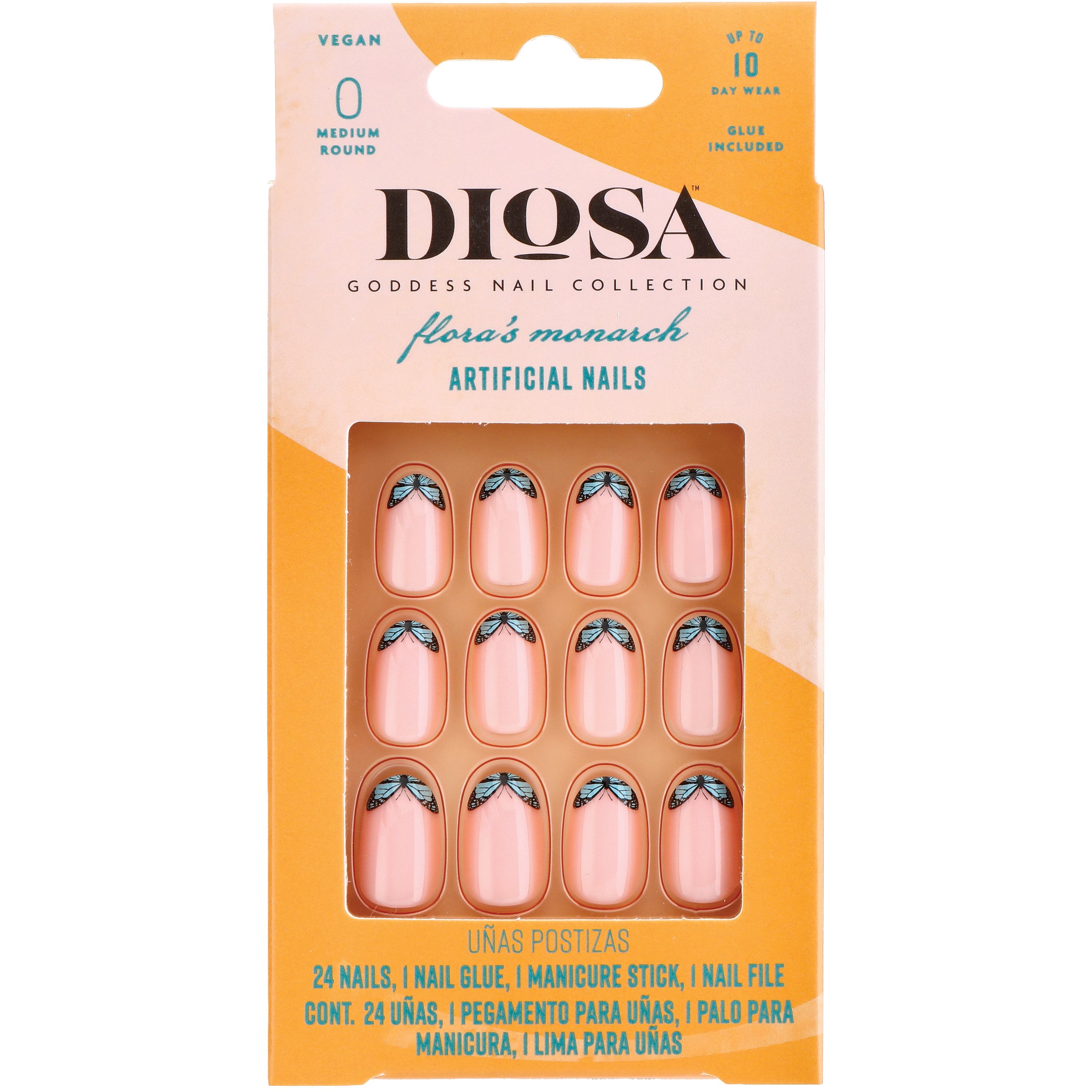 Diosa Flora's Monarch Artificial Nails Blue Butterflies Shop Nail