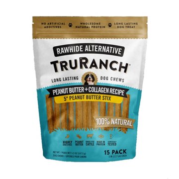 TruRanch Peanut Butter and Collagen Stix Dog Chews, 15 ct