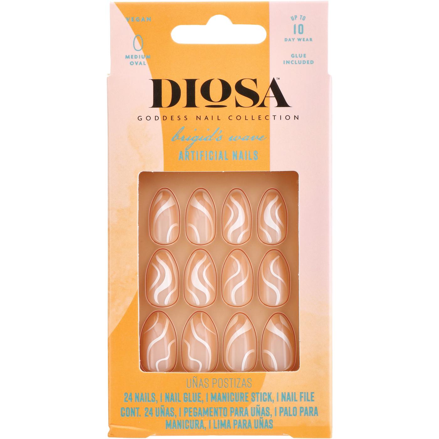 Diosa Brigid's Wave Artificial Nails - Beige & White Swirls; image 1 of 4