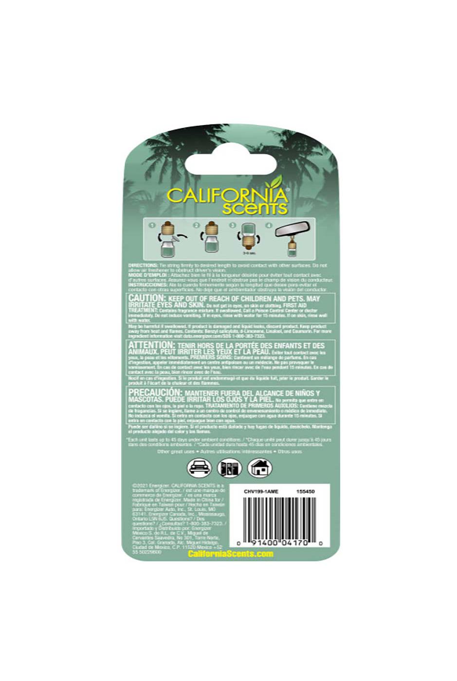 California Scents Redwood Streams Hanging Vile Auto Air Freshener