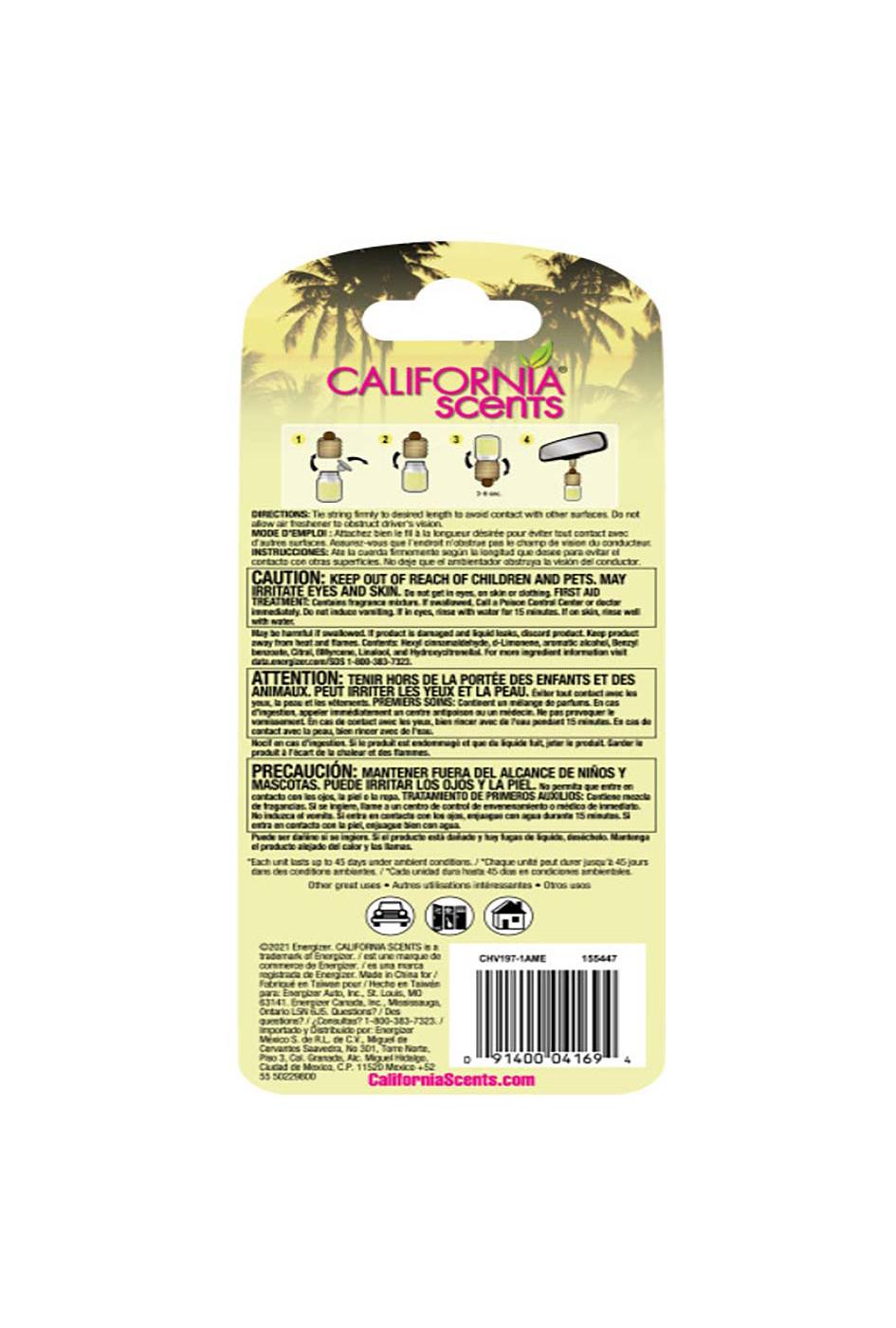 California Scents Vanilla Paradise Hanging Vile Auto Air Freshener