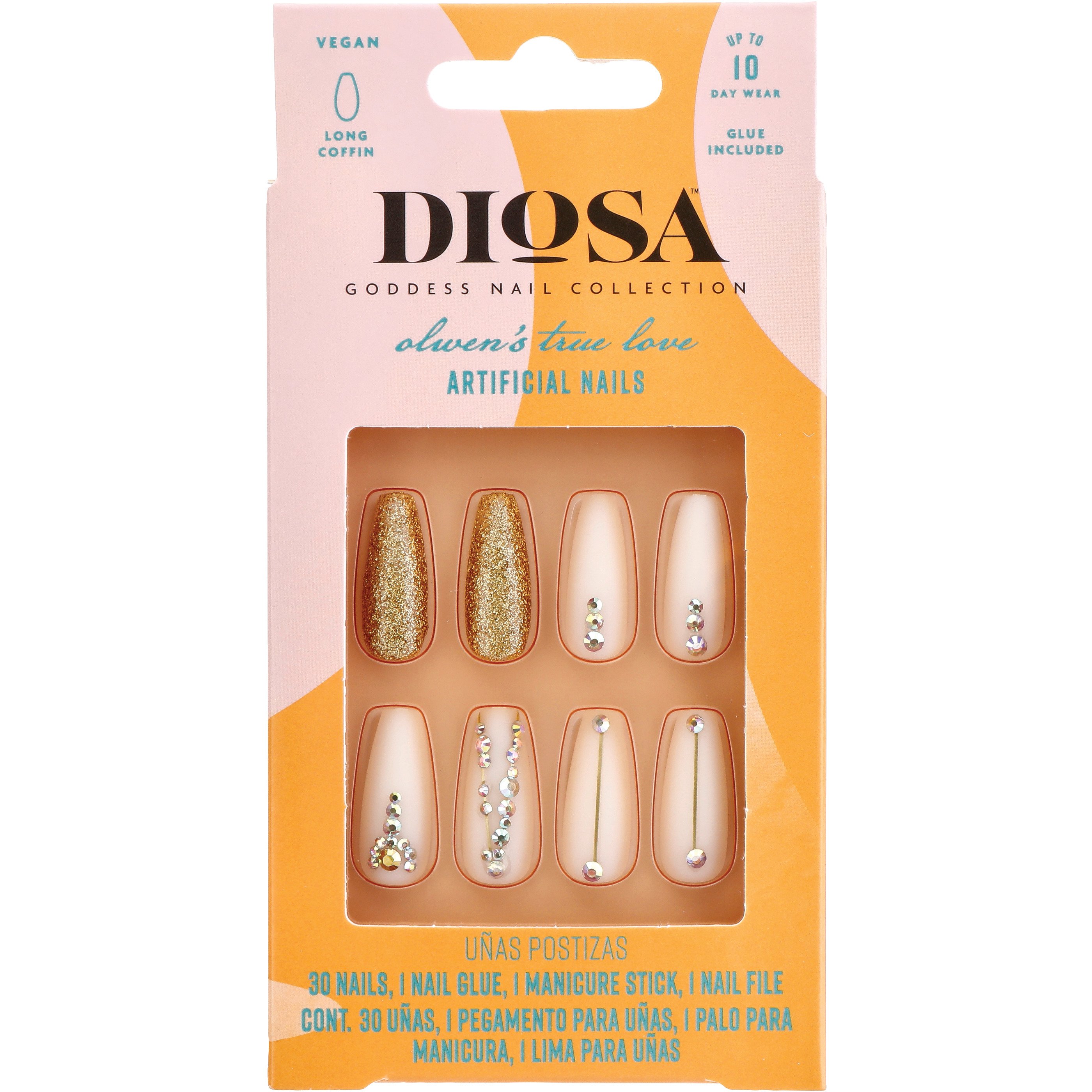 Diosa Olwen's True Love Artificial Nails - Jeweled Coconut White - Shop  Nails at H-E-B