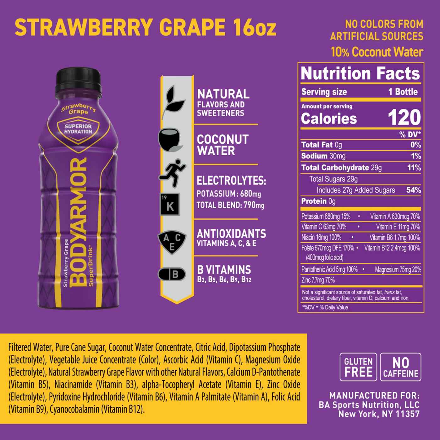 BODYARMOR Bodyarmor Superdrink Strawberry Grape Bottle; image 7 of 7