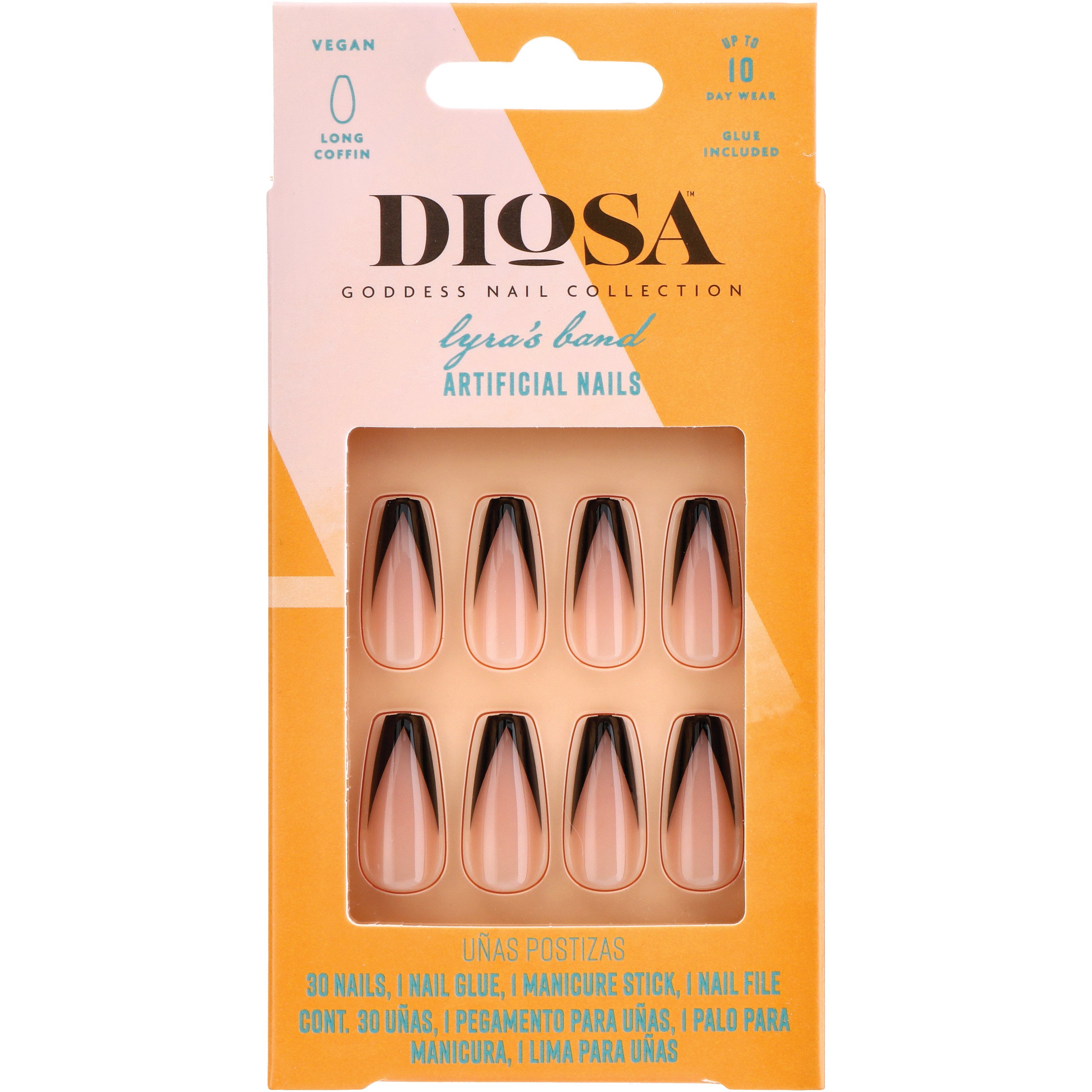 Diosa Lyra's Band Artificial French Nails Black Tips Shop Nail sets