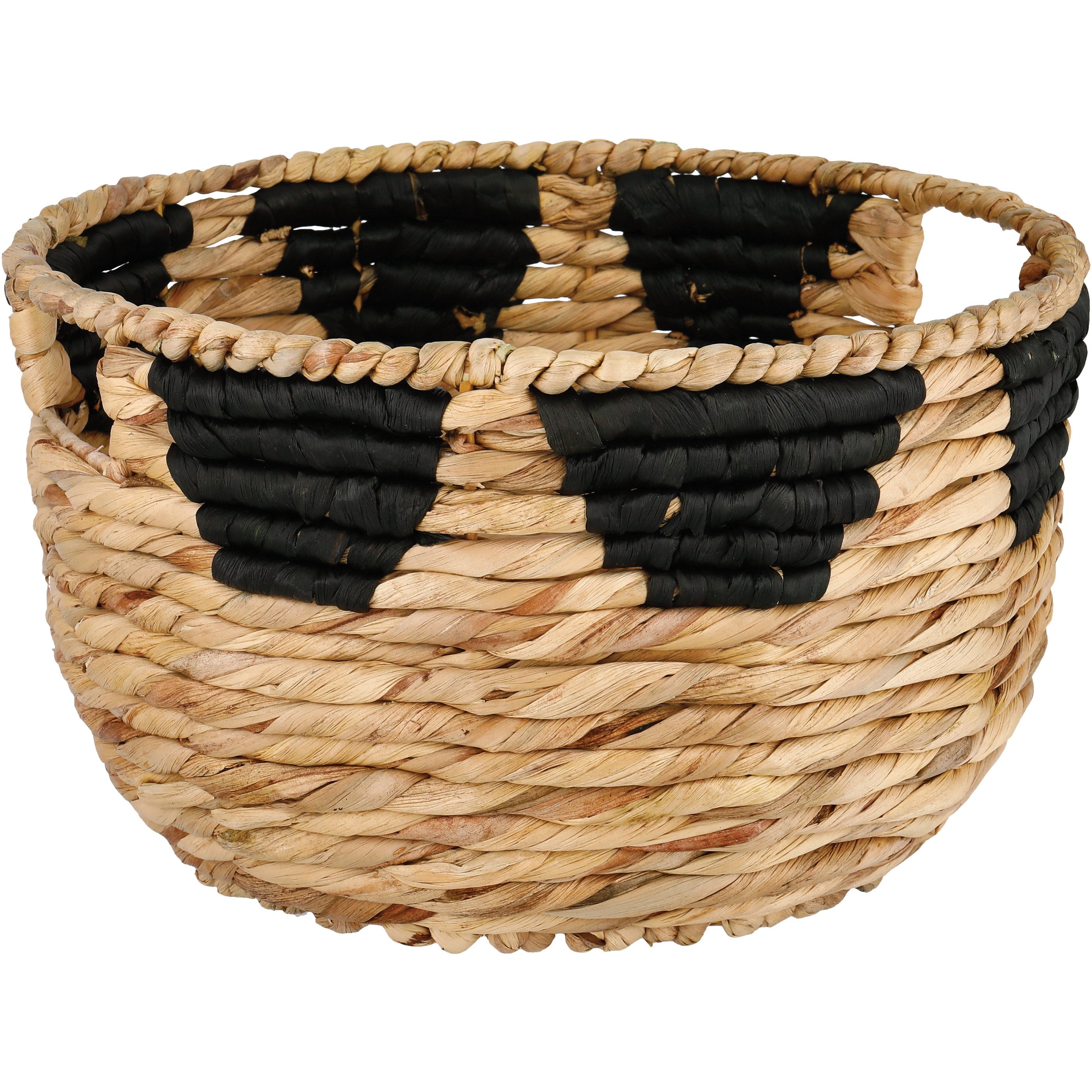 Haven + Key Water Hyacinth Round Edge Storage Basket Natural & Black