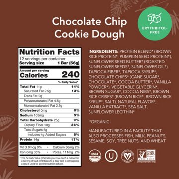 Aloha Organic 14g Protein Bar - Chocolate Chip Cookie Dough