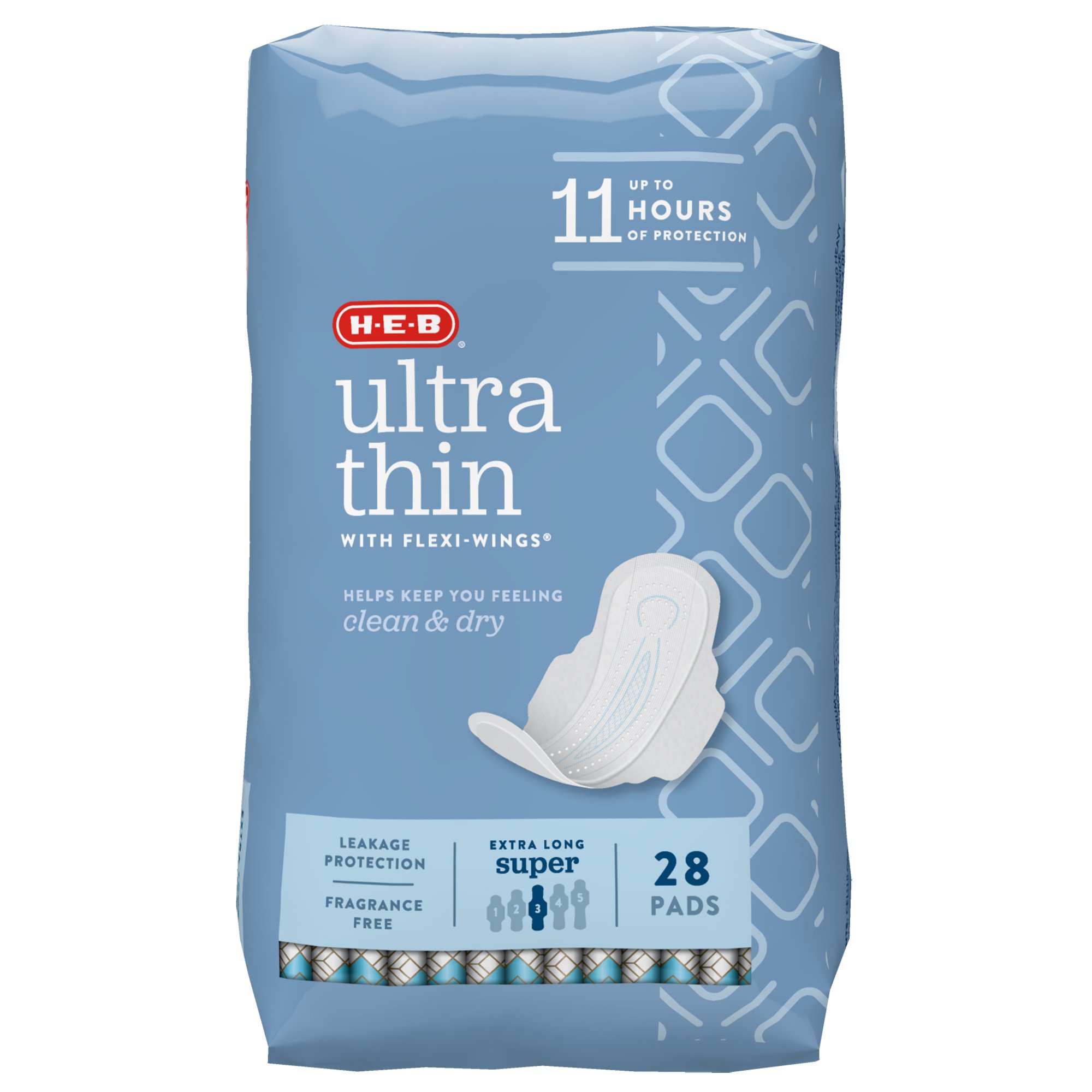 HEB Ultra Thin with FlexiWings Extra Long Pads Super Shop Pads
