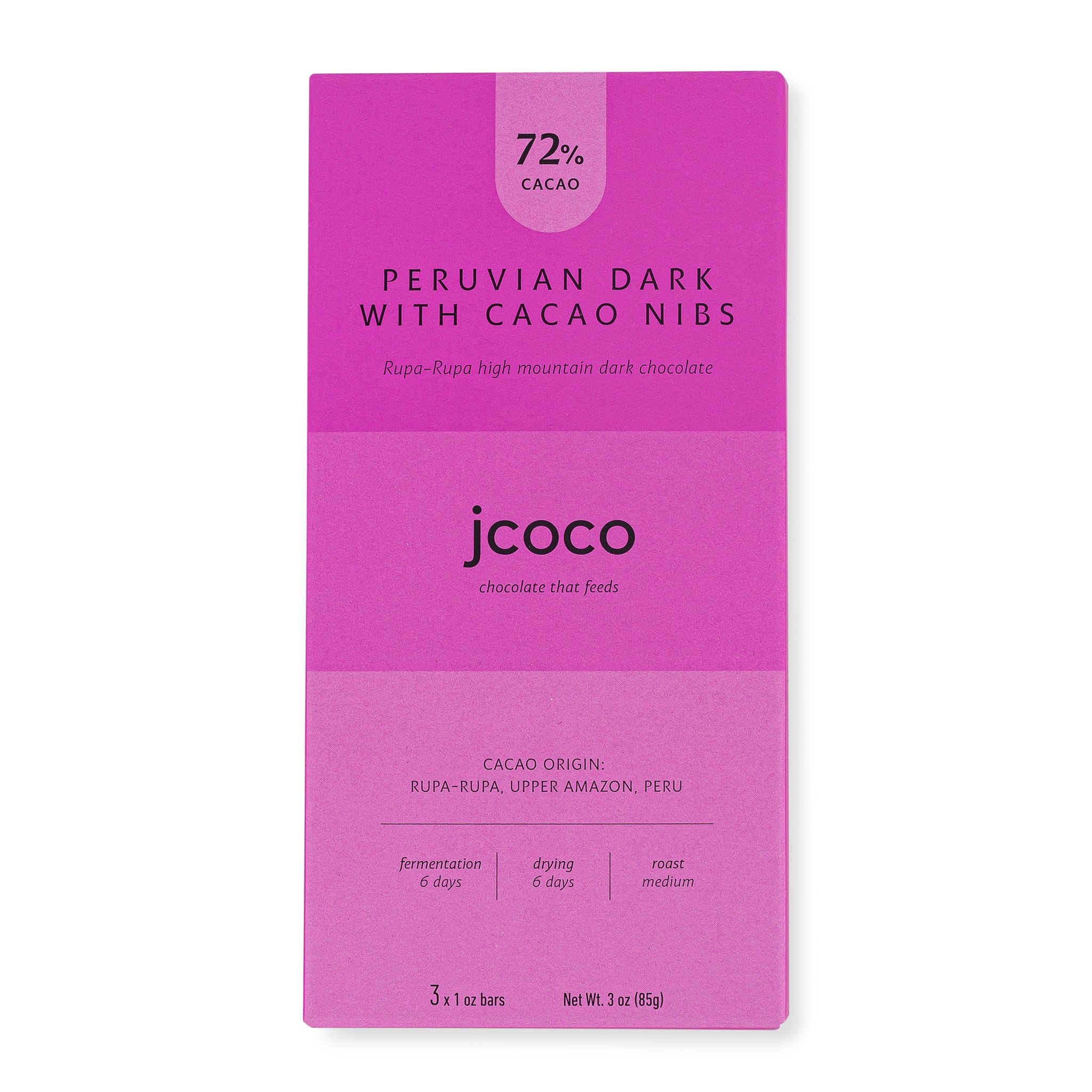 Jcoco Peruvian Dark Chocolate With Cacao Nibs, 3 oz | Central