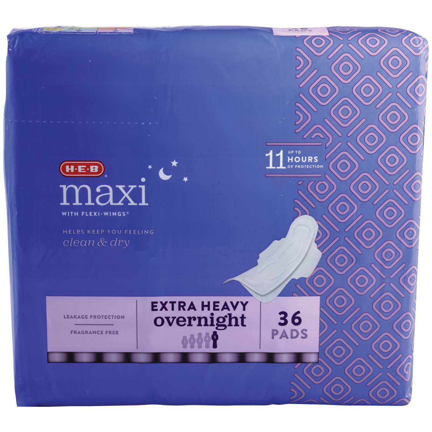 H-E-B Maxi with Flexi-Wings Overnight Pads - Extra Heavy; image 1 of 3