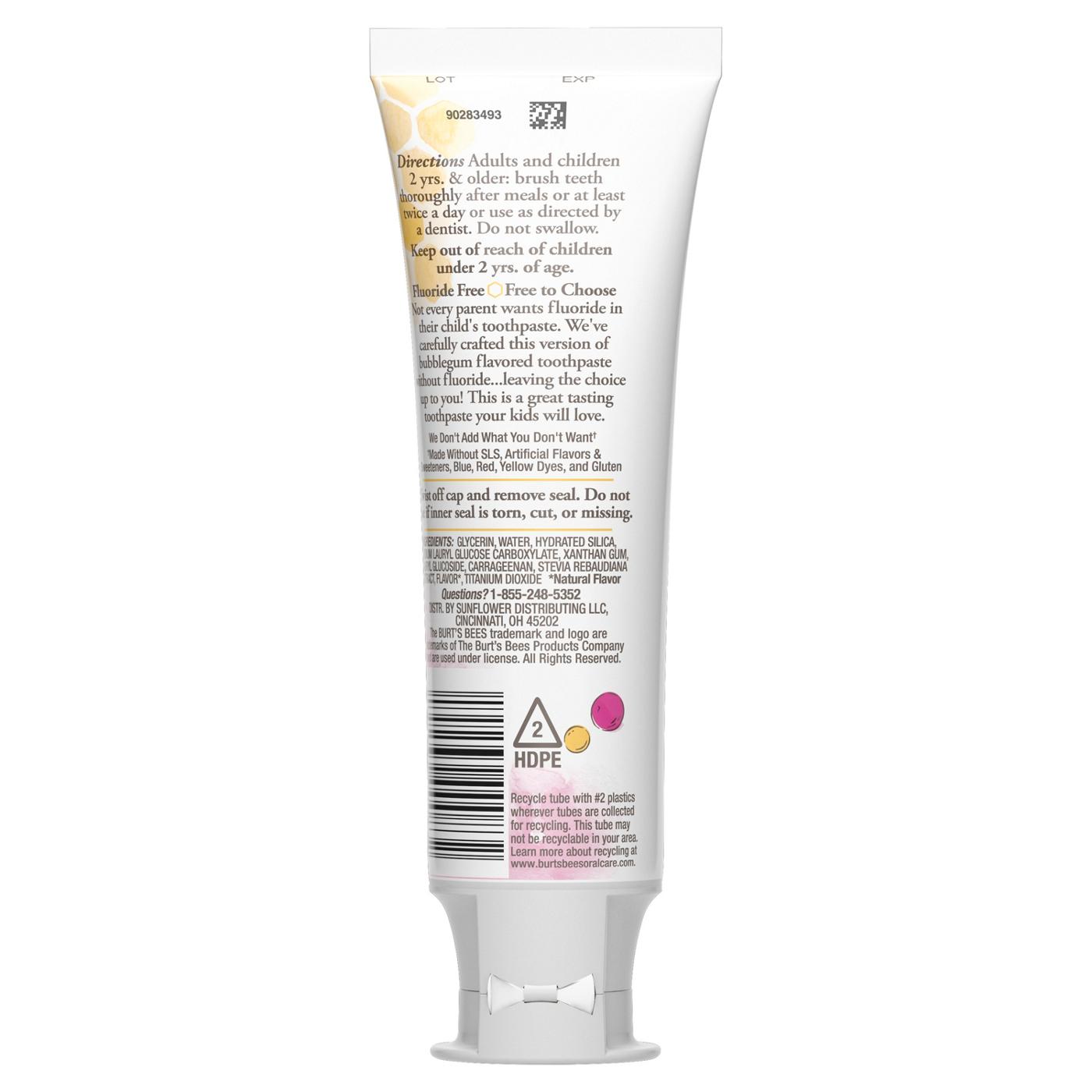 Burt's Bees Kids Fluoride-Free Toothpaste - Bubble Bee Bubblegum; image 3 of 6