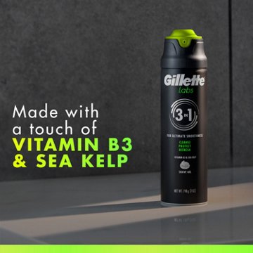 Gillette Labs Shaving Gel for Men, Ultimate Smoothness, with Vitamin B3 & Sea Kelp, Sensitive Skin, 7 oz