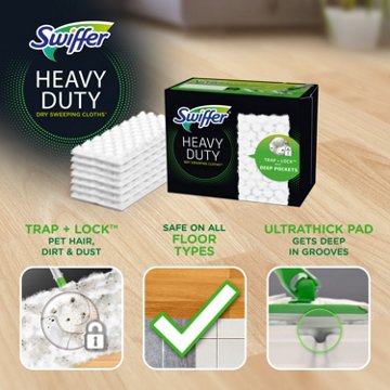 Swiffer Sweeper Heavy Duty Dry Multi-Surface Cloth Refills, Unscented, 20 ct