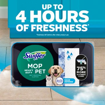 Swiffer Heavy Duty Mop Wet Multi-Surface Cloth Refills - Pet with Febreze Odor Defense, 20 ct