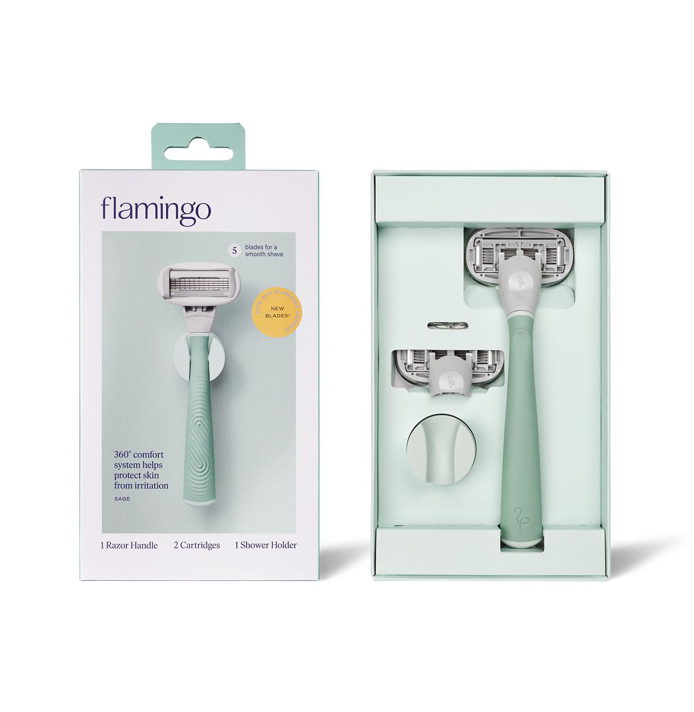 Flamingo Five Blade Razor System Green Shop Razors & Blades at HEB