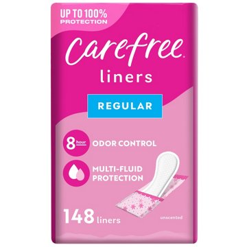Carefree Panty Liners - Regular Liners, Wrapped, Unscented, 148 ct