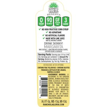 Rancho La Gloria Reserva Classic Lime Skinny Margarita Wine Cocktail, 750 mL