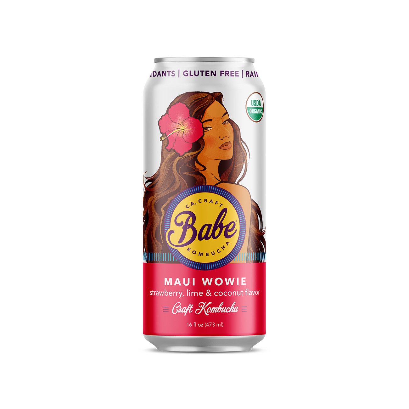 Babe Kombucha Maui Wowie Strawberry, Lime & Coconut, 16 oz