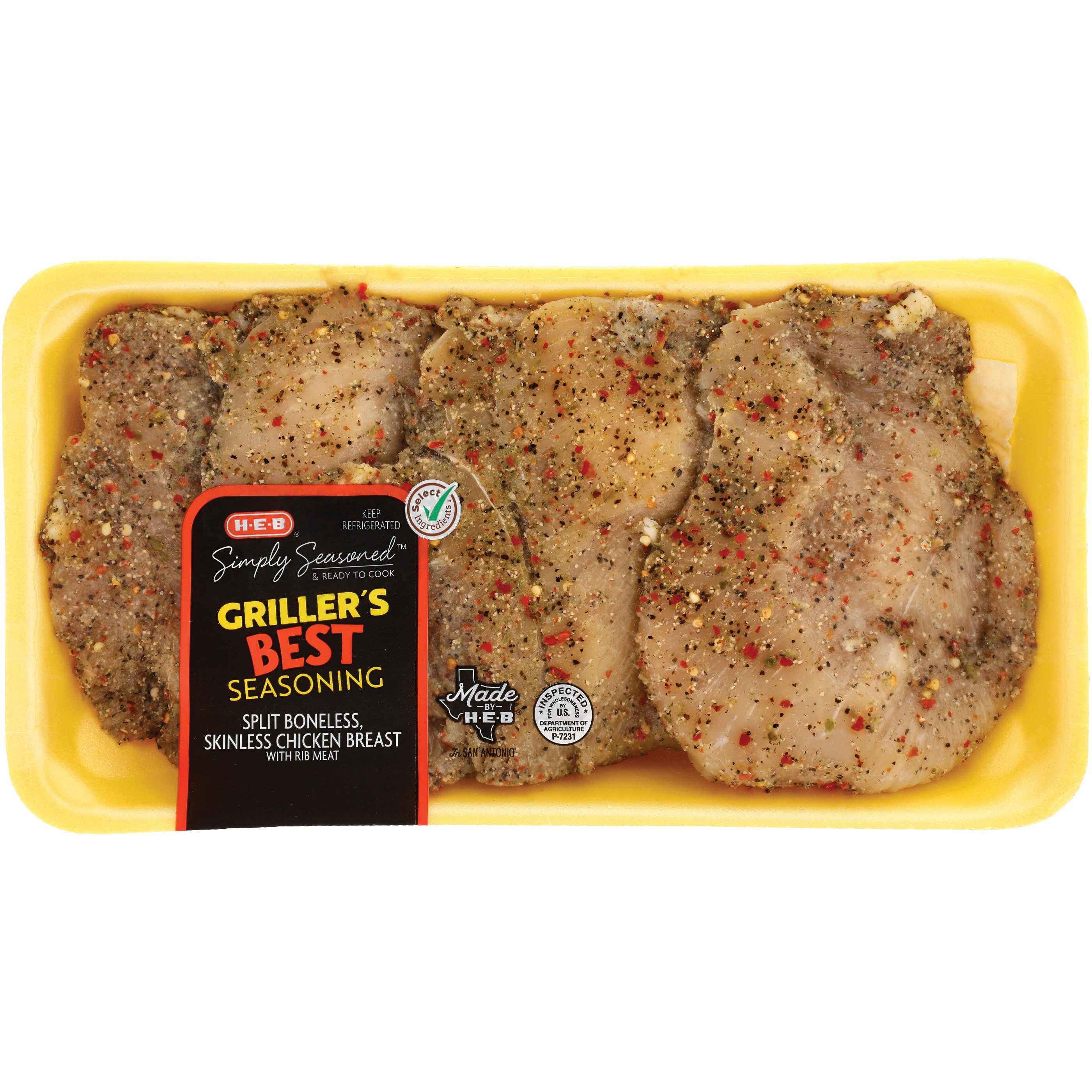 H-E-B Simply Seasoned Split Chicken Breast - Griller's Best - Shop Meat ...