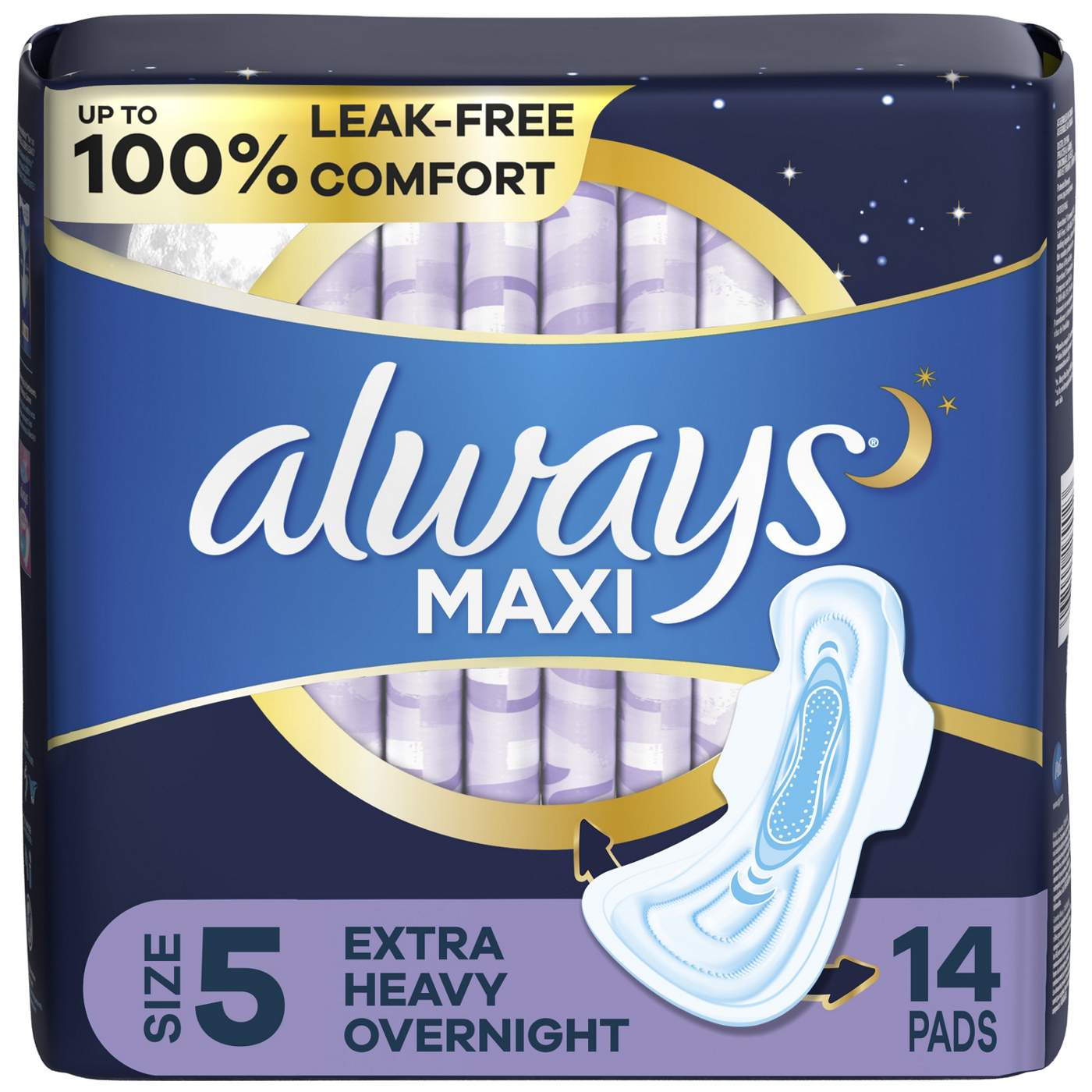 Always Maxi Pads Size 5 Extra Heavy Overnight with Wings; image 1 of 2