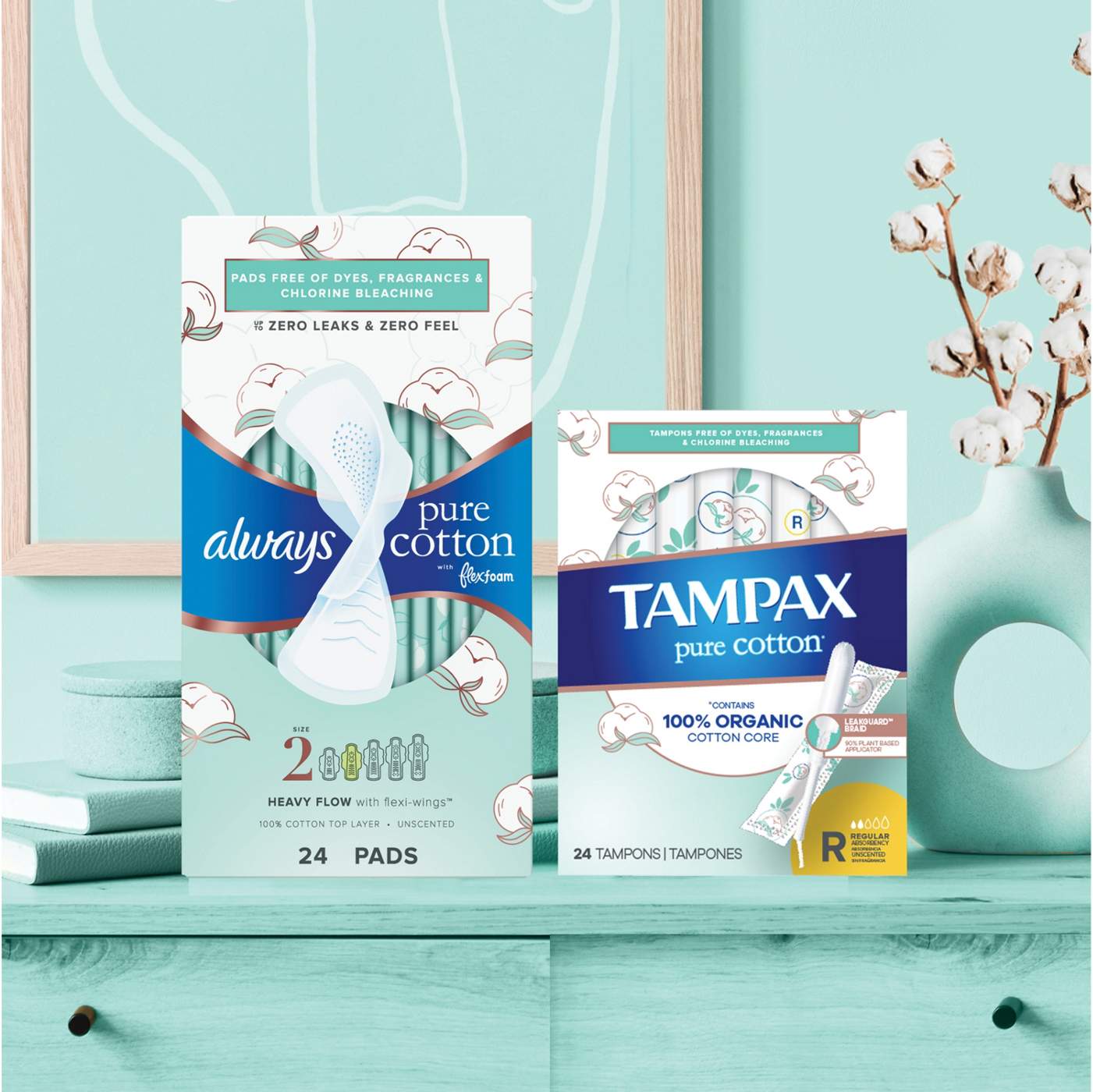 Tampax Pure Cotton Organic Super Tampons Shop Tampons at HEB