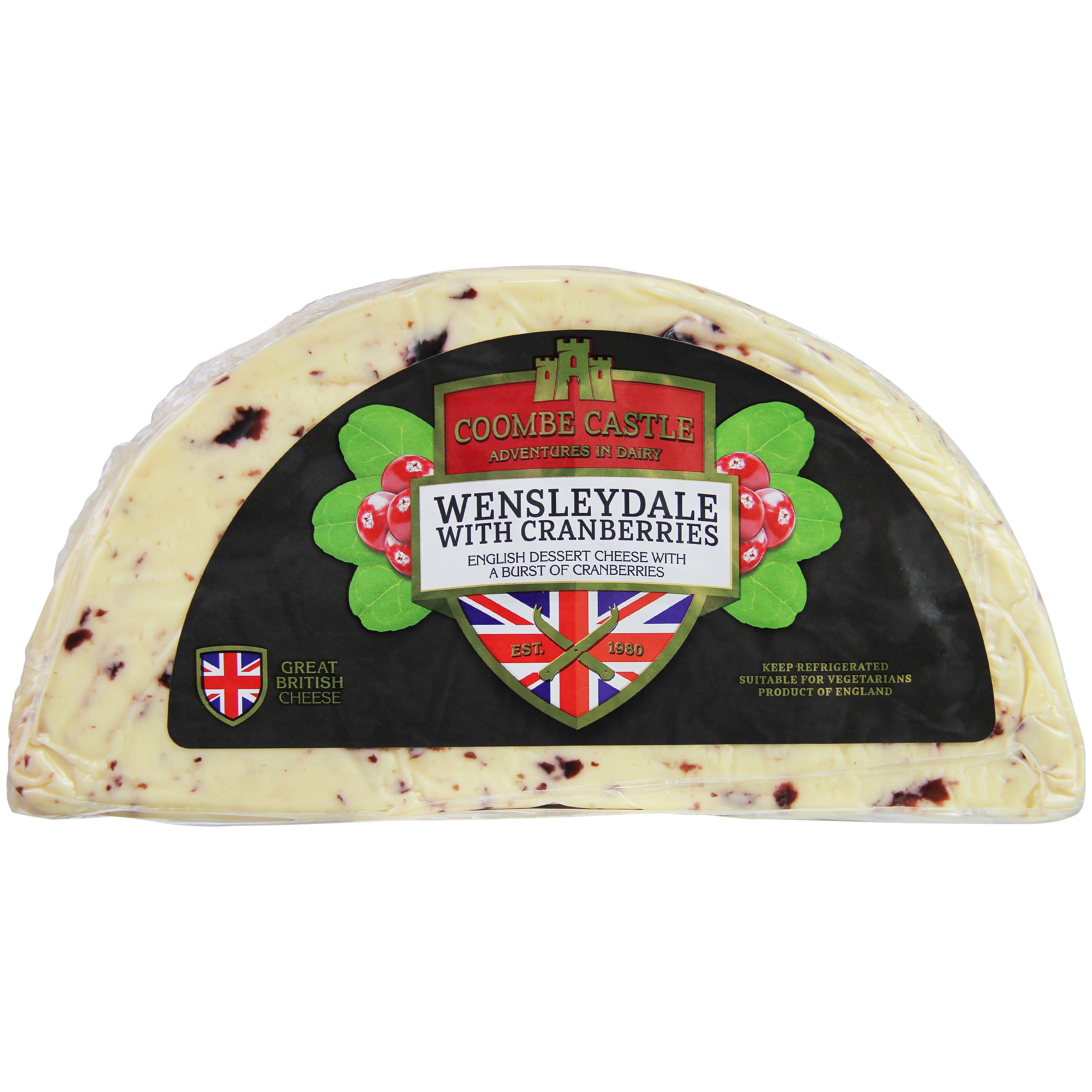 Coombe Castle Wensleydale with Cranberries Dessert Cheese, Avg. 0.3 lb