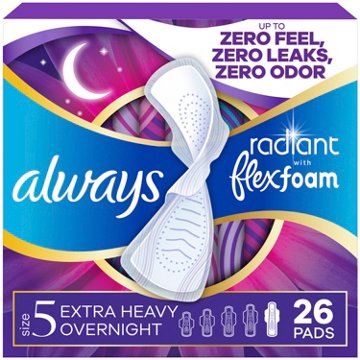 Always Radiant Extra Heavy Overnight Pads Size 5
