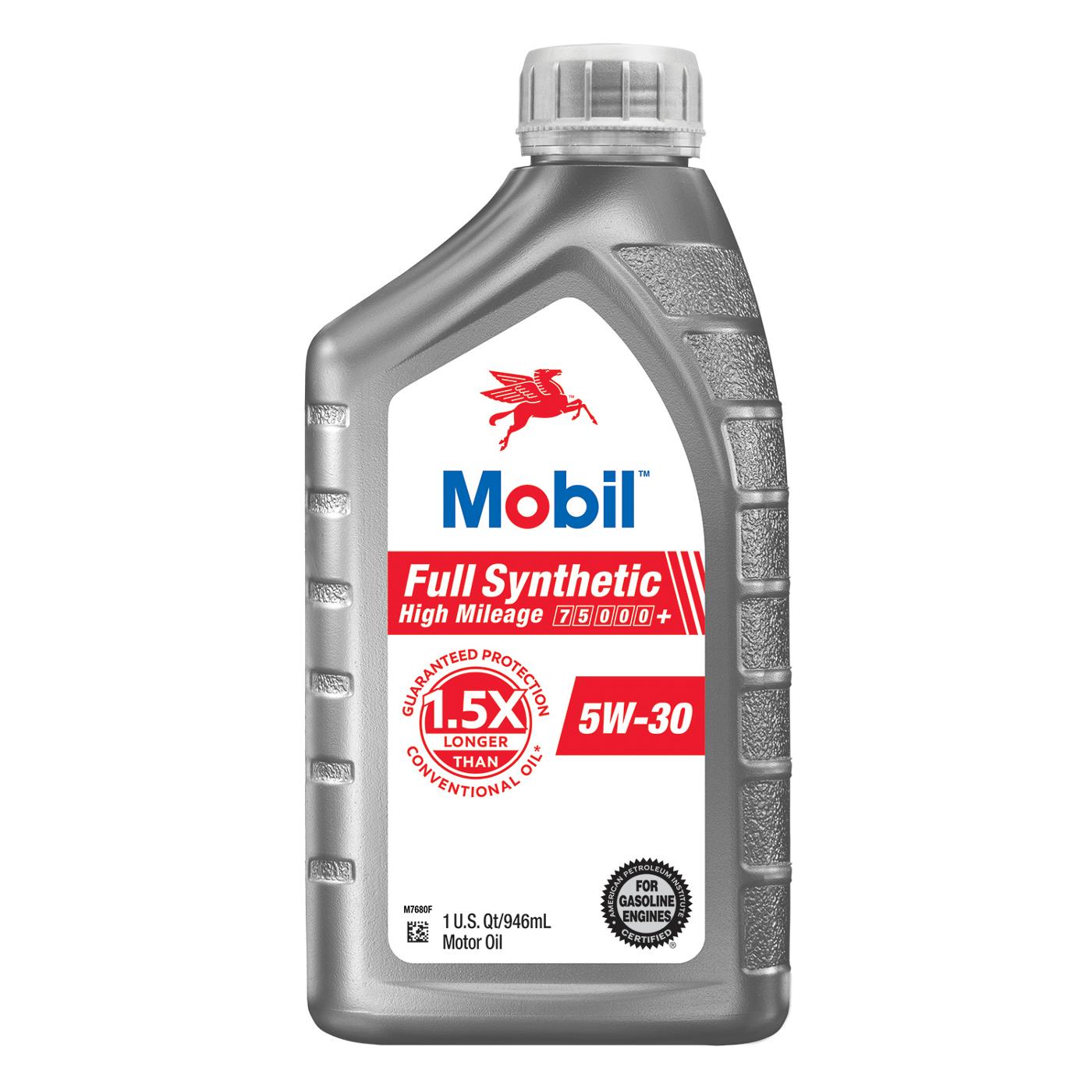 Mobil 5W-30 Full Synthetic High Mileage Motor Oil; image 1 of 2