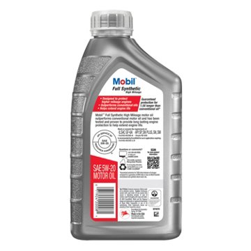 Mobil 5W-20 Full Synthetic High Mileage Motor Oil, 1 qt