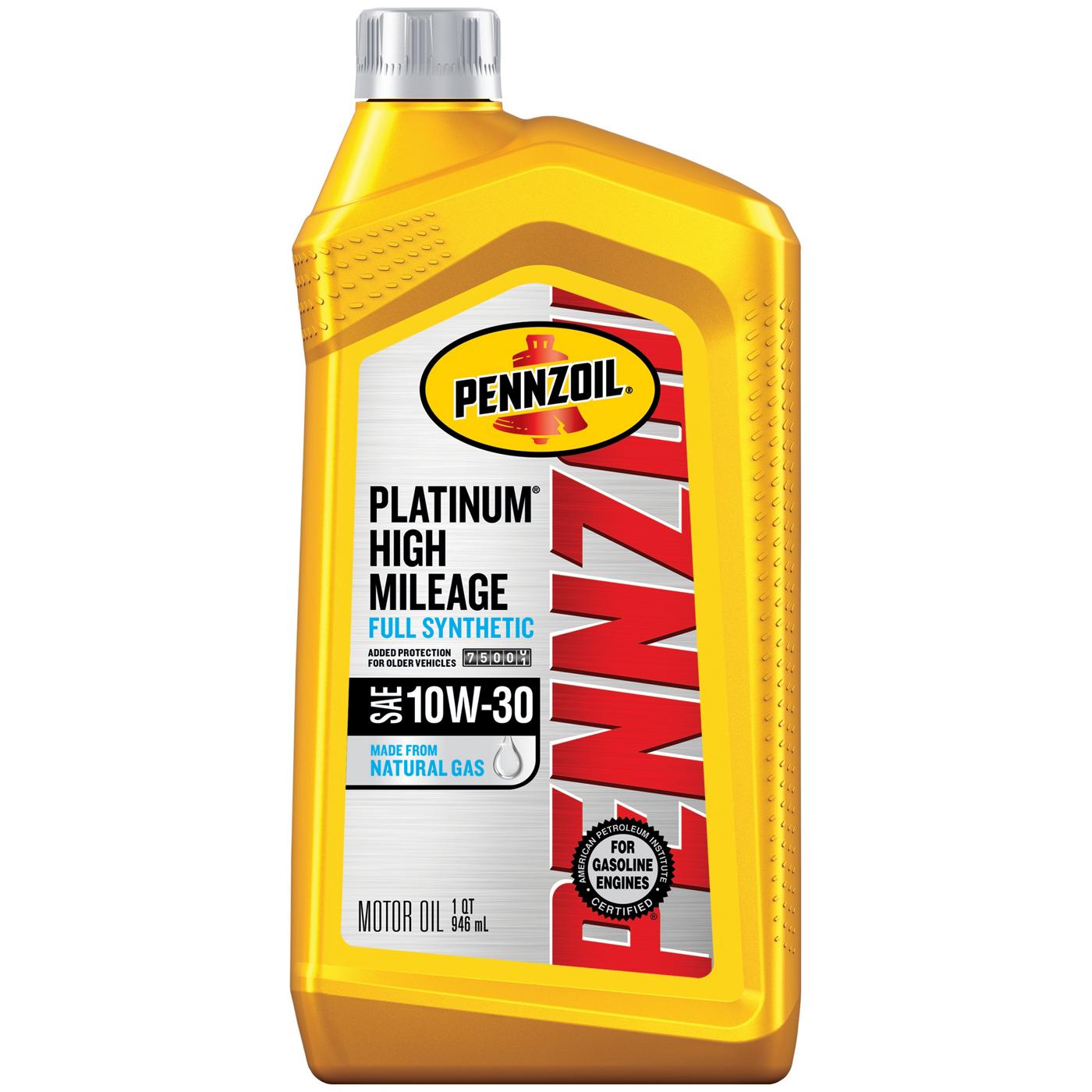 Pennzoil 10W-30 Platinum High Mileage Full Synthetic Motor Oil; image 1 of 2