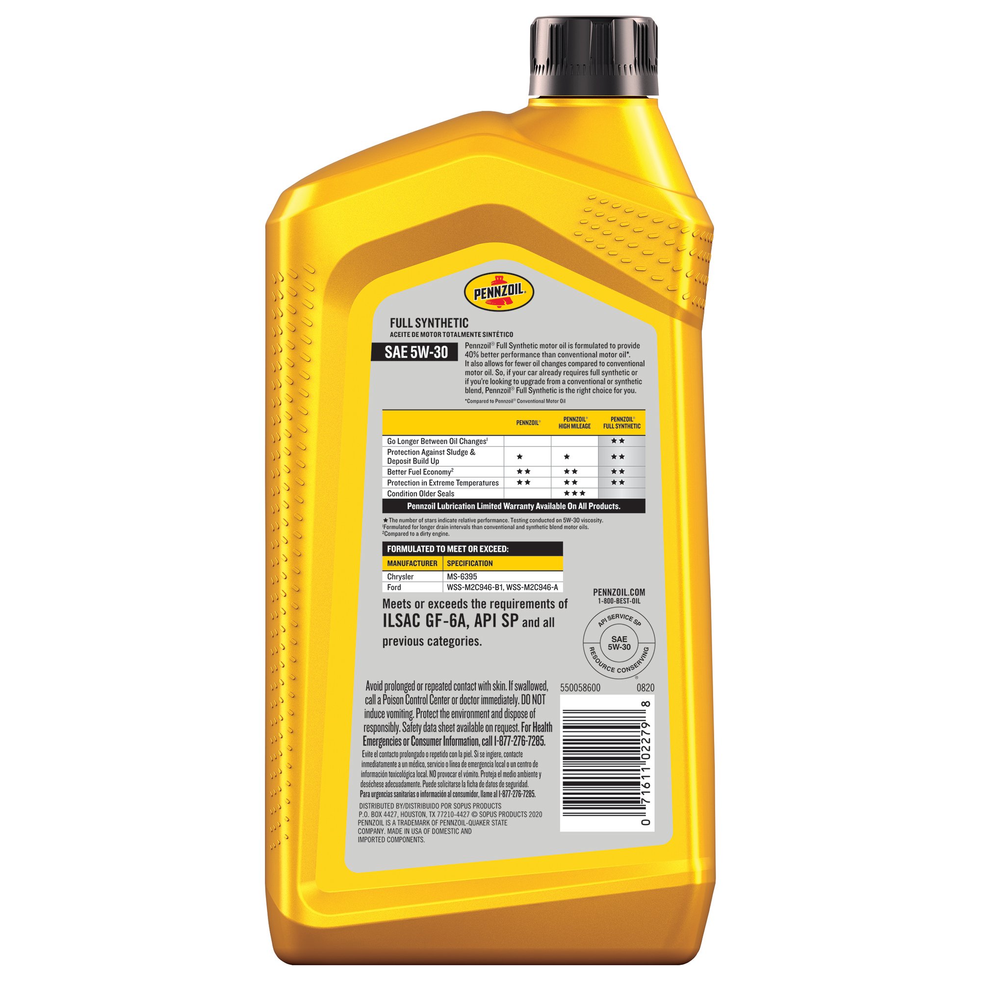 Pennzoil Full Synthetic 5W-30 Motor Oil - Shop Motor Oil & Fluids at H-E-B