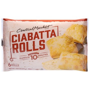 Central Market Frozen Ciabatta Dinner Rolls, 6 ct
