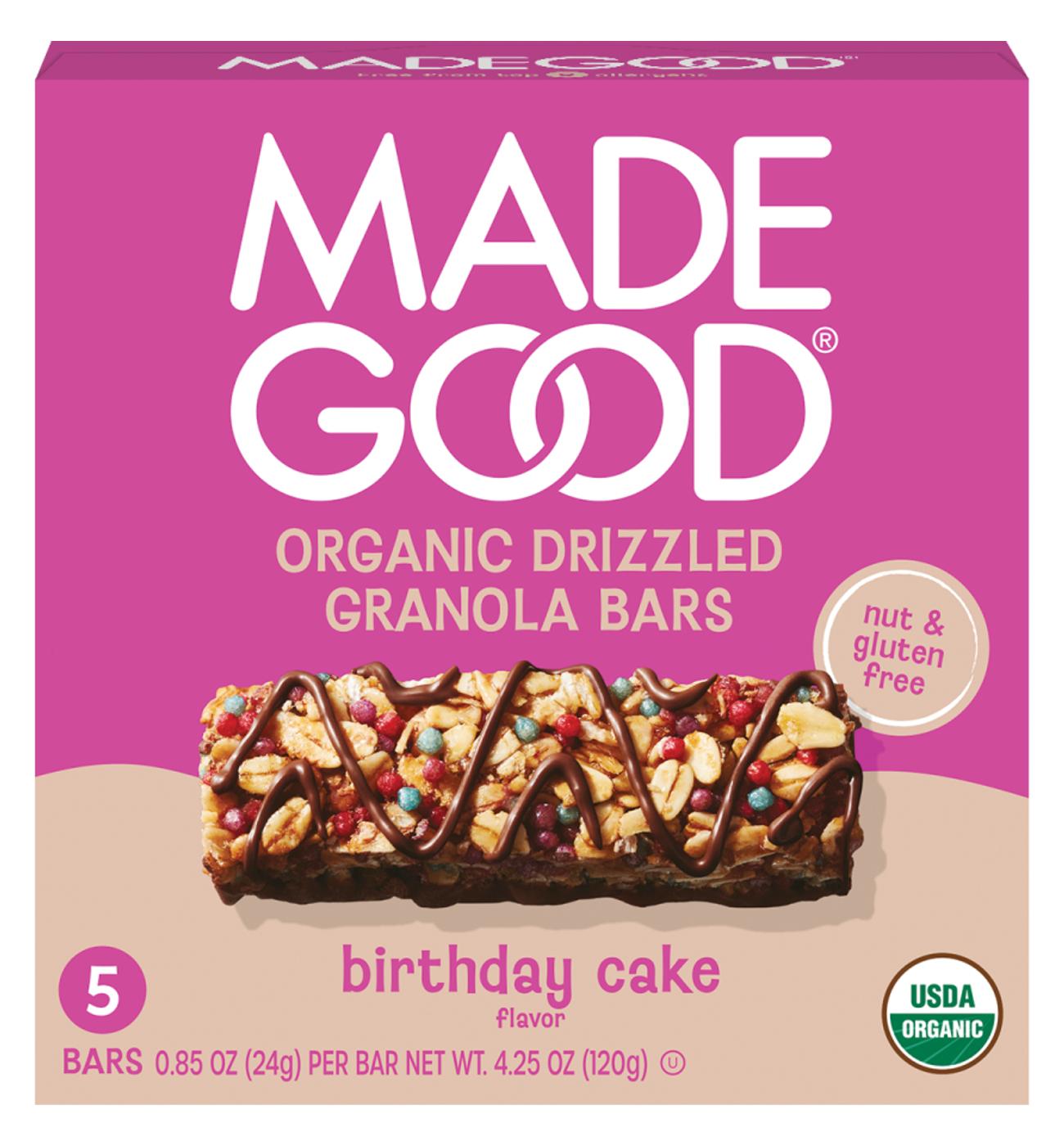 MadeGood Organic Drizzled Granola Bars - Birthday Cake; image 1 of 7