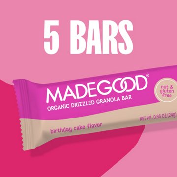 MadeGood Organic Drizzled Granola Bars - Birthday Cake, 5 ct