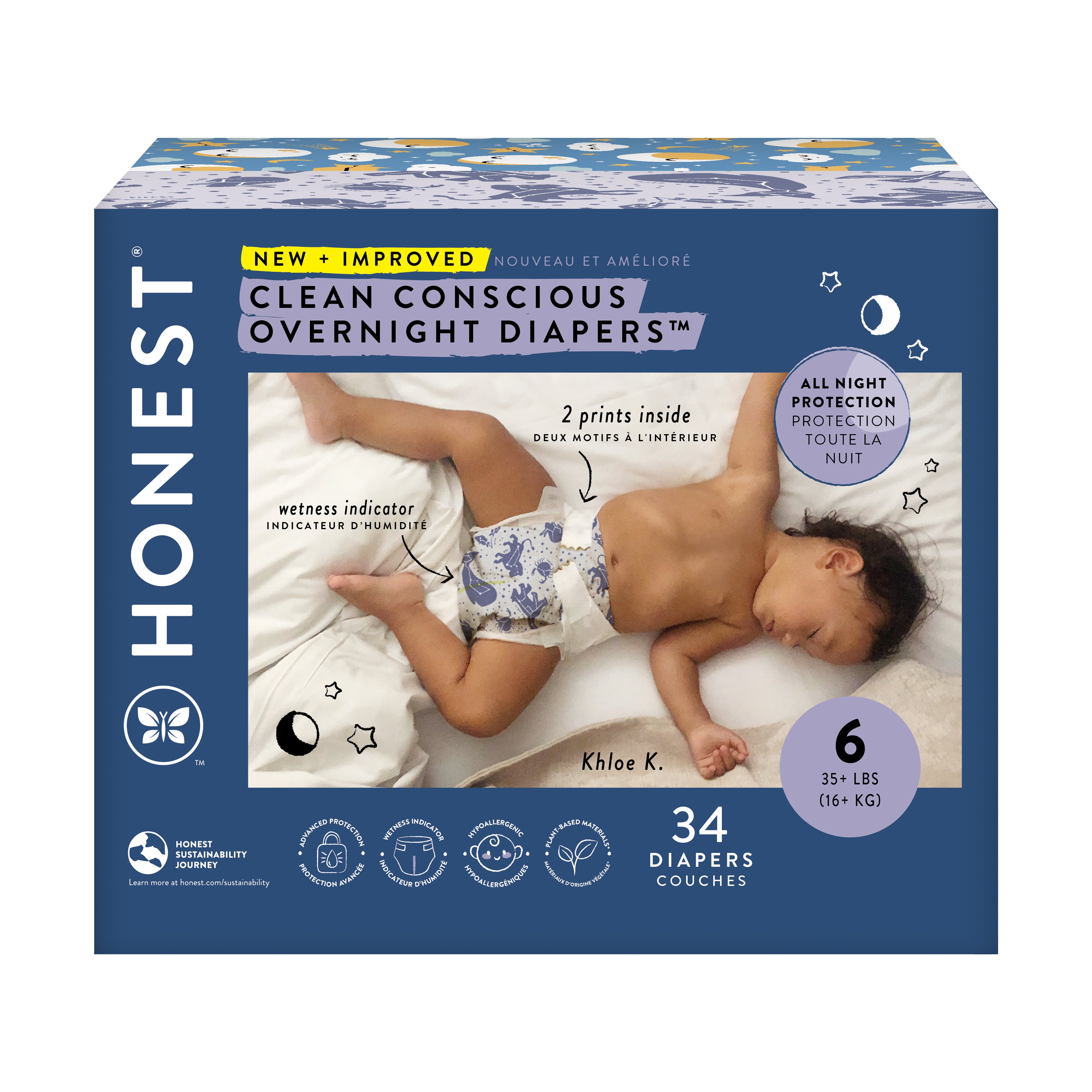 The Honest Company Clean Conscious Overnight Diapers - Size 6, 2