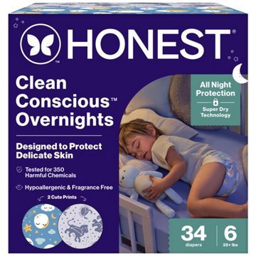 The Honest Company Clean Conscious Overnight Diapers - Size 6, 2 Print Pack