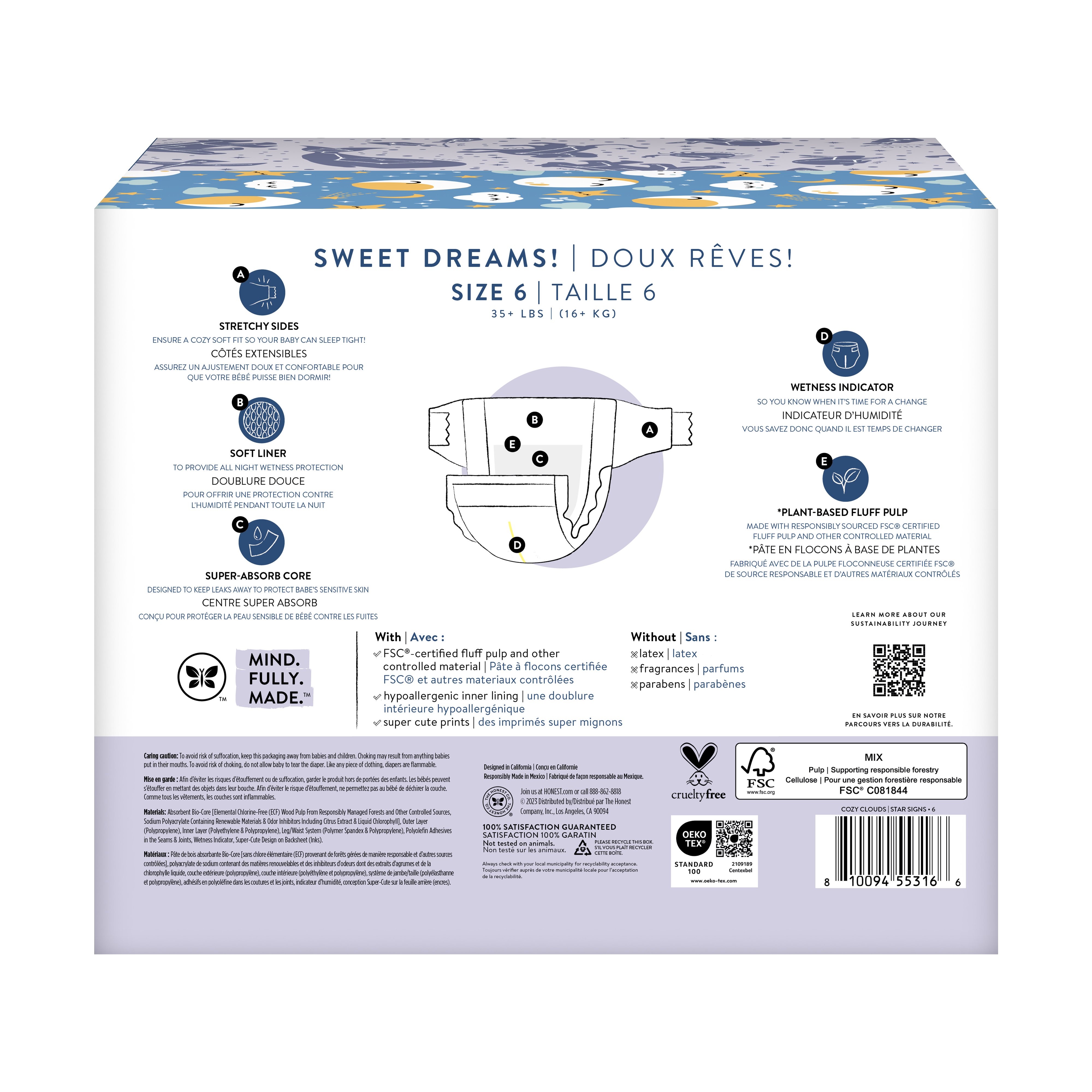 The Honest Company Clean Conscious Overnight Diapers - Size 6, 2