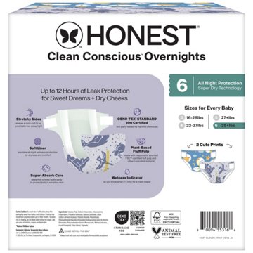 The Honest Company Clean Conscious Overnight Diapers - Size 6, 2 Print Pack